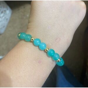 Cyan glass bead bracelet